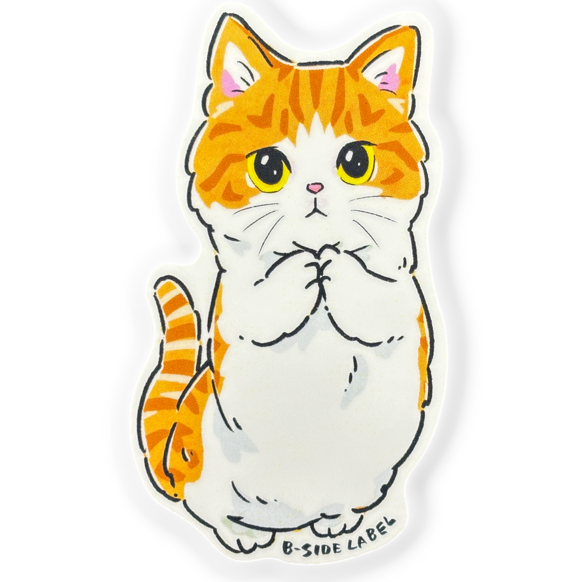 Brown Begging Kitten ✦ B-Side Label Sticker — visually confirmed original from the sticker folder