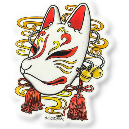 Japanese Fox Mask ✦ B-Side Label Sticker — visually confirmed original from the sticker folder