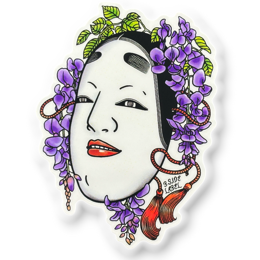 Noh Mask & Wisteria ✦ B-Side Label Sticker