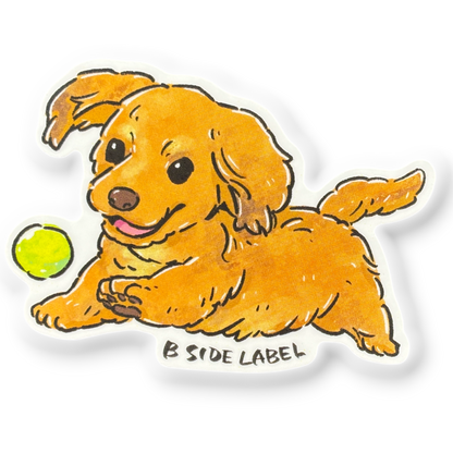 Dachshund Puppy Running ✦ B-Side Label Sticker — visually confirmed original from the sticker folder