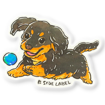 Cachorro Teckel Corriendo ✦ Pegatina B-Side Label