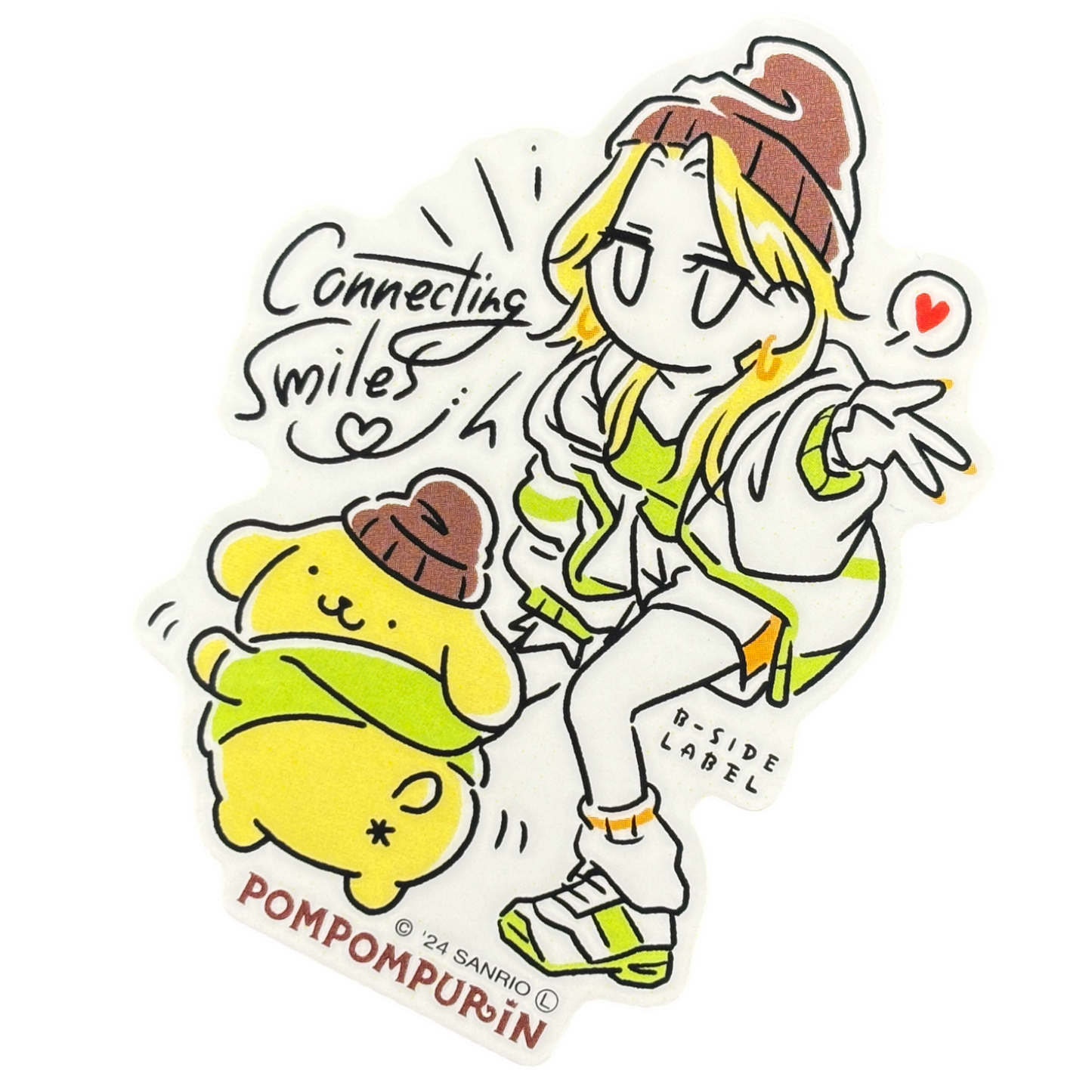Sanrio Pompompurin y chica ✦ Pegatina B-Side Label
