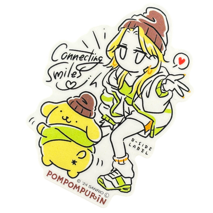 Sanrio Pompompurin y chica ✦ Pegatina B-Side Label
