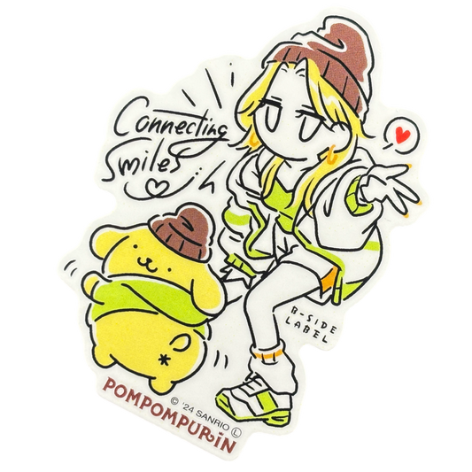 Sanrio Pompompurin y chica ✦ Pegatina B-Side Label