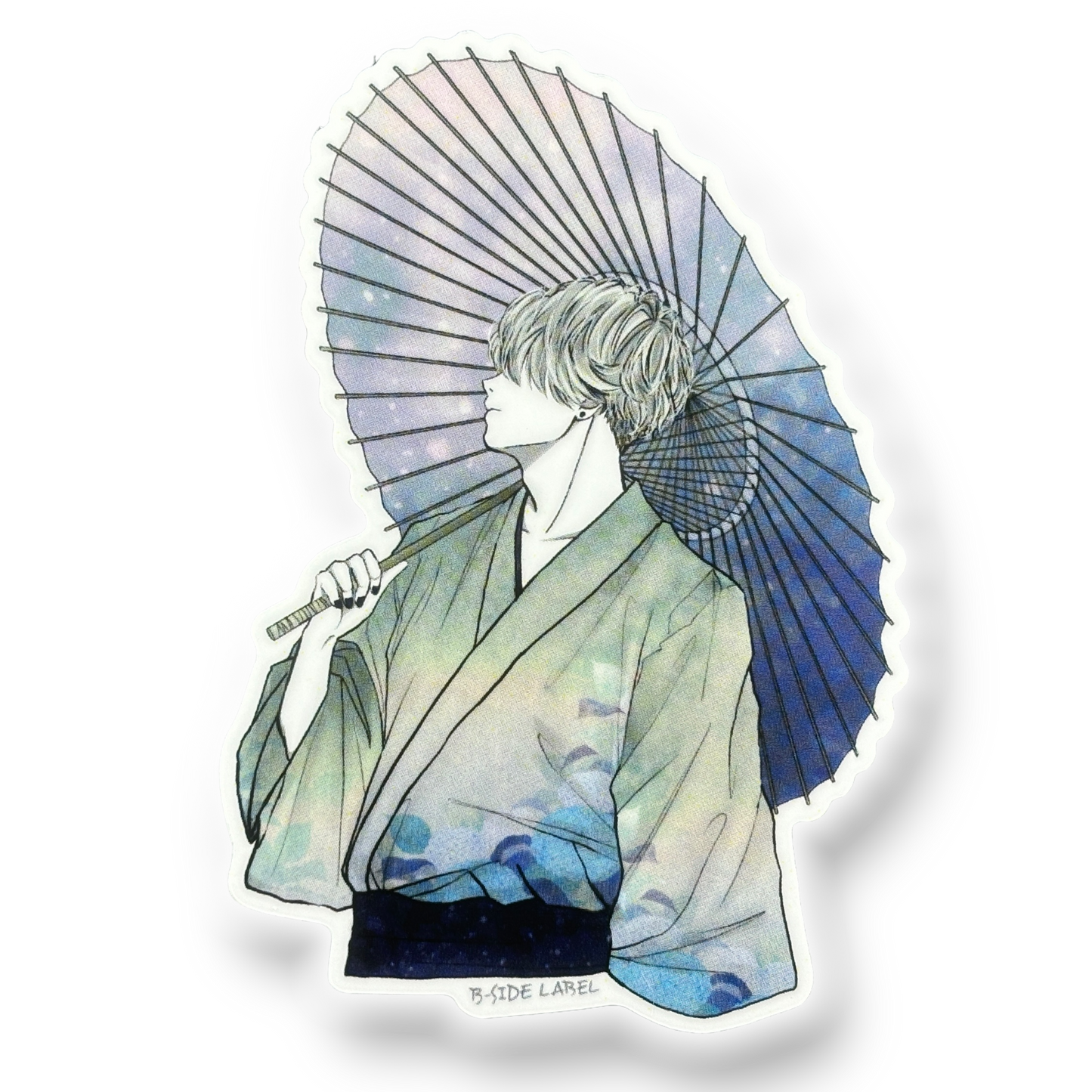 Silver Hair Umbrella Boy ✦ B-Side Label Sticker