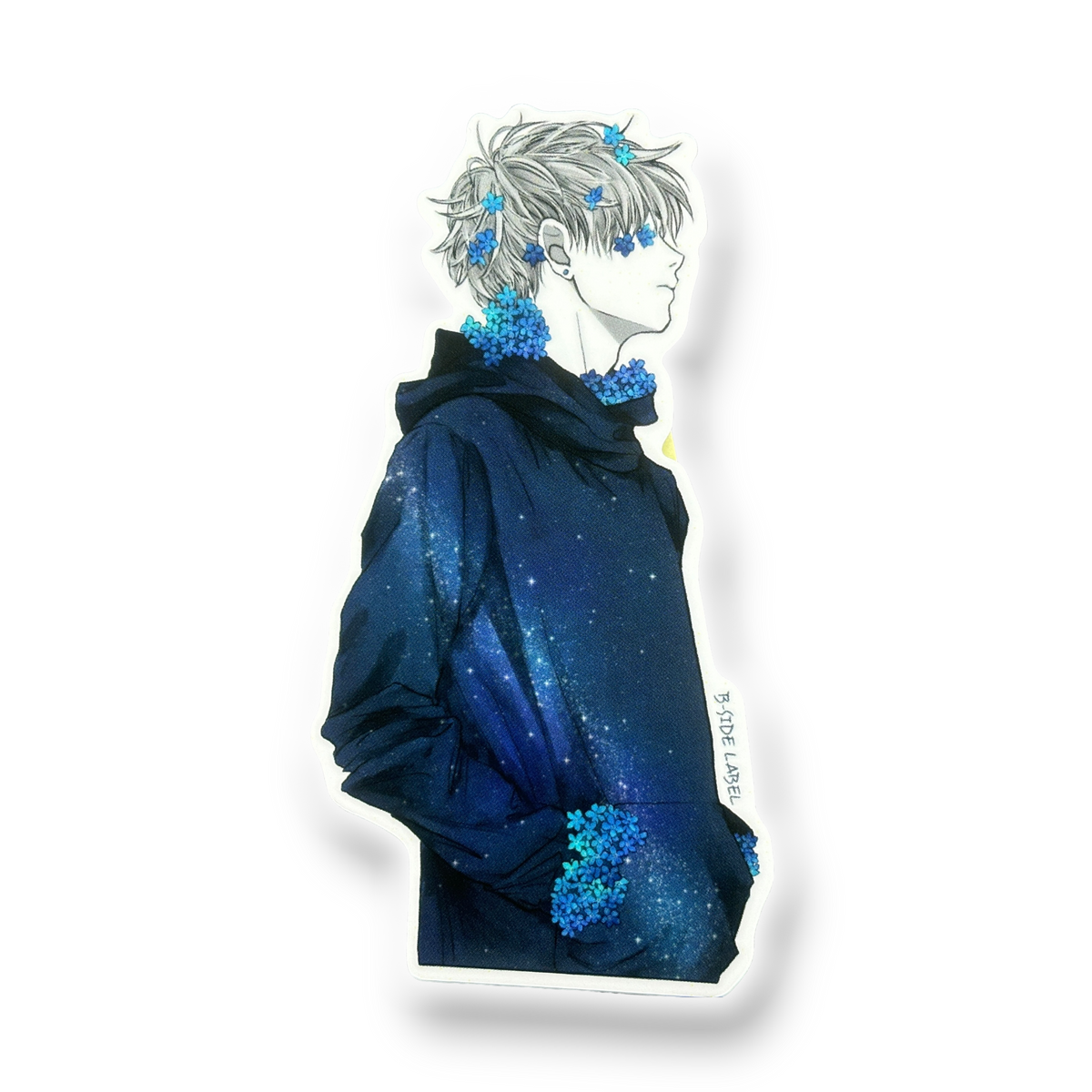 Stylish Hoodie Boy Blue ✦ B-Side Label Sticker — visually confirmed original from the sticker folder
