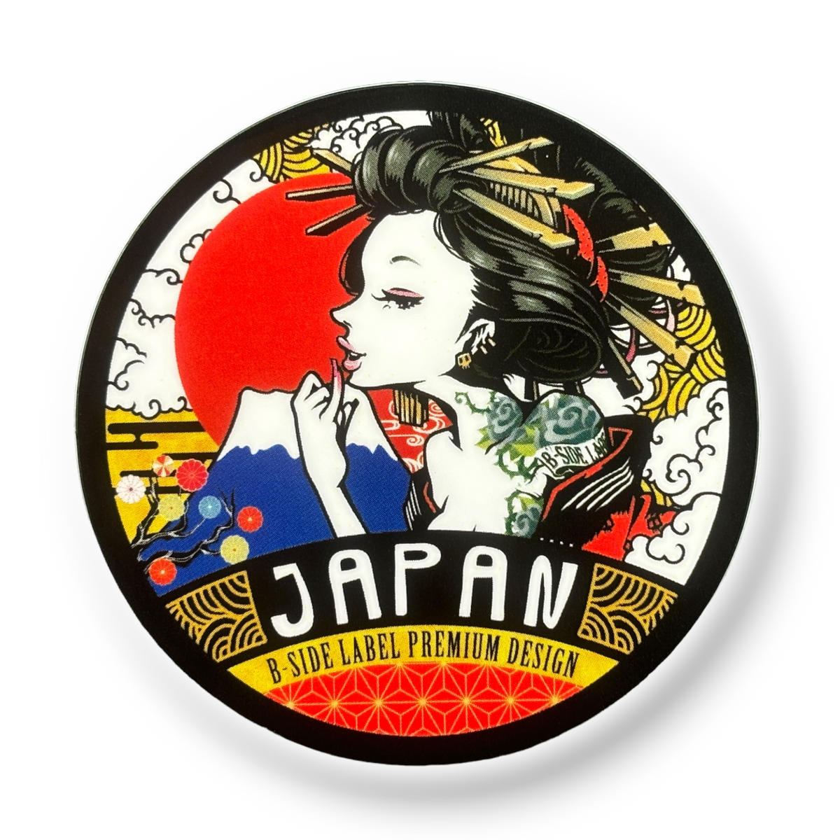 Oiran Geisha ✦ B-Side Label Sticker — visually confirmed original from the sticker folder