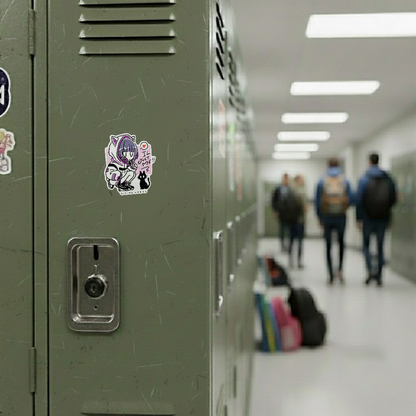 Purple Girl & Kitten, Just Me ✦ B-Side Label Sticker