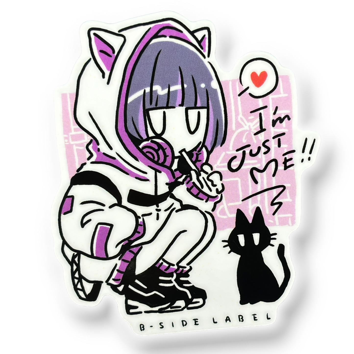 Purple Girl & Kitten, Just Me ✦ B-Side Label Sticker
