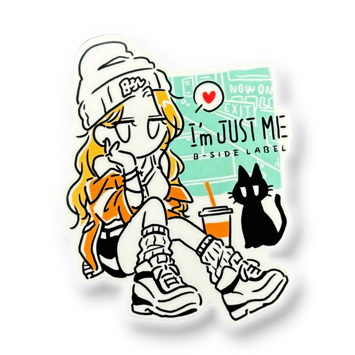 Blonde Girl & Kitten  ✦ B-Side Label Sticker — visually confirmed original from the sticker folder
