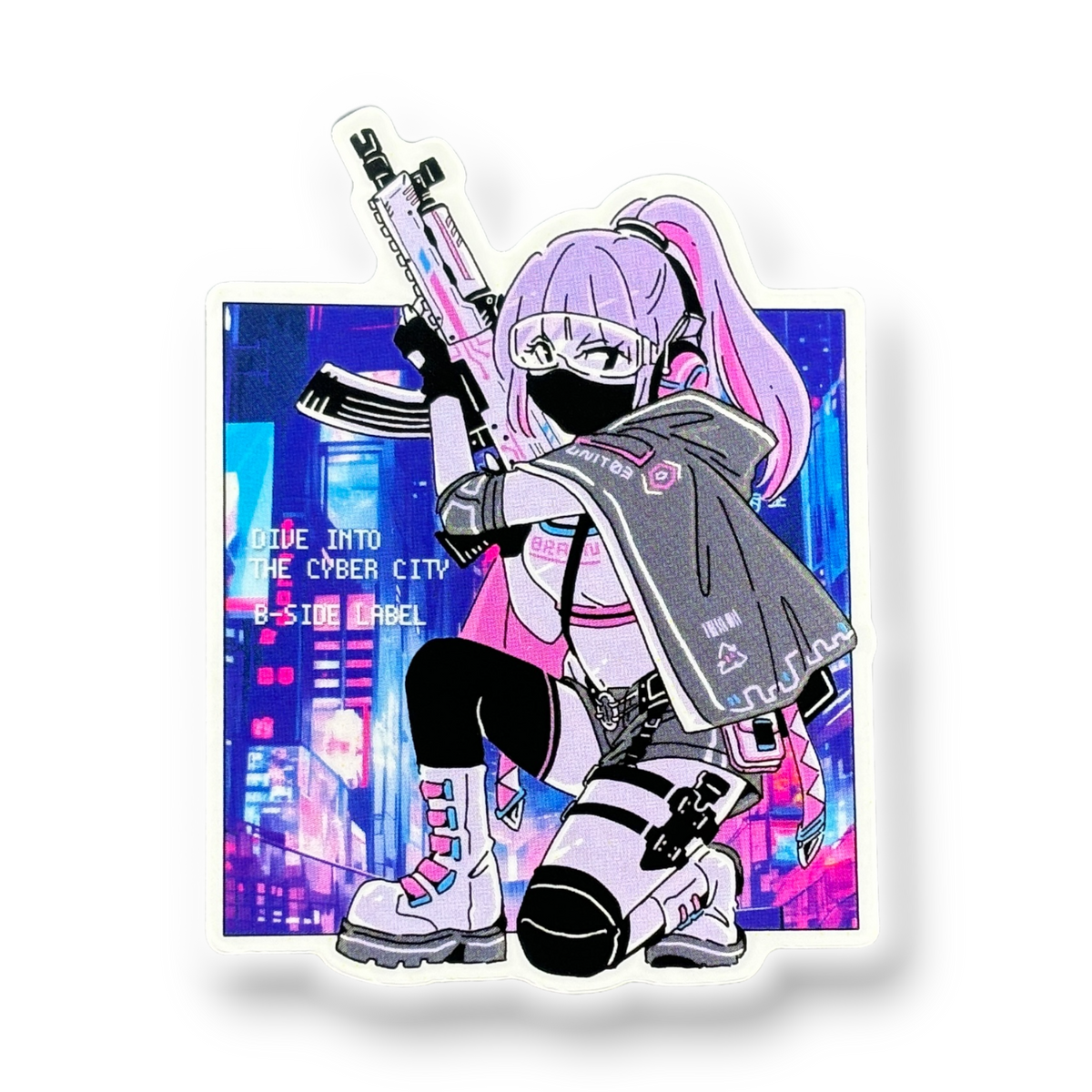CYBER City Girl Pink AK47 ✦ B-Side Label Sticker — visually confirmed original from the sticker folder