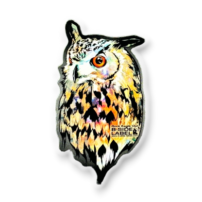 Colorful Owl Head ✦ B-Side Label Sticker — visually confirmed original from the sticker folder