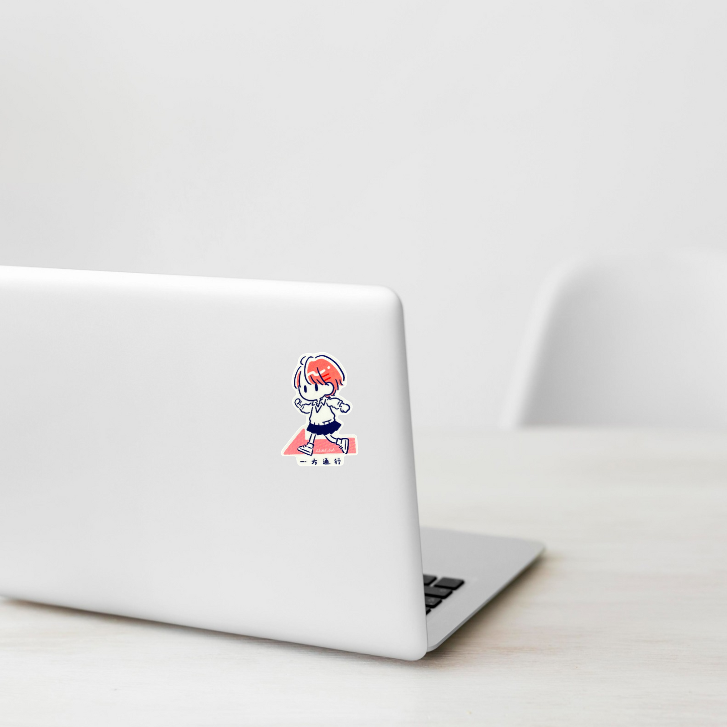 Cute Orange One-Way Girl ✦ B-Side Label Sticker