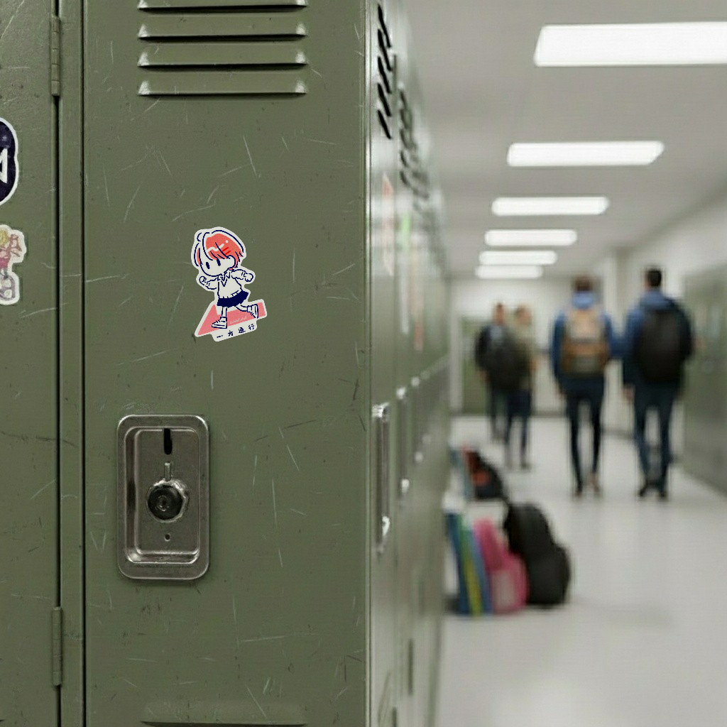 Cute Orange One-Way Girl ✦ B-Side Label Sticker