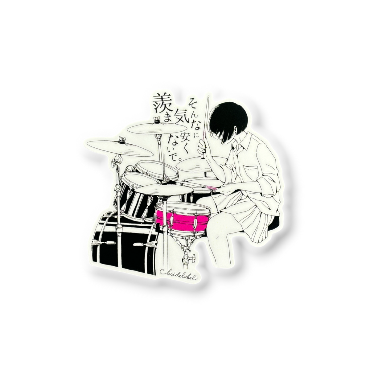 Drummer Girl Pink Snare ✦ B-Side Label Sticker — visually confirmed original from the sticker folder