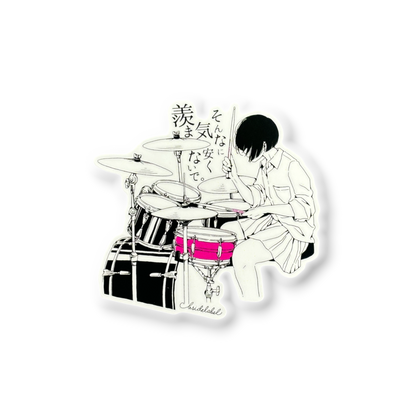 Drummer Girl Pink Snare ✦ B-Side Label Sticker — visually confirmed original from the sticker folder