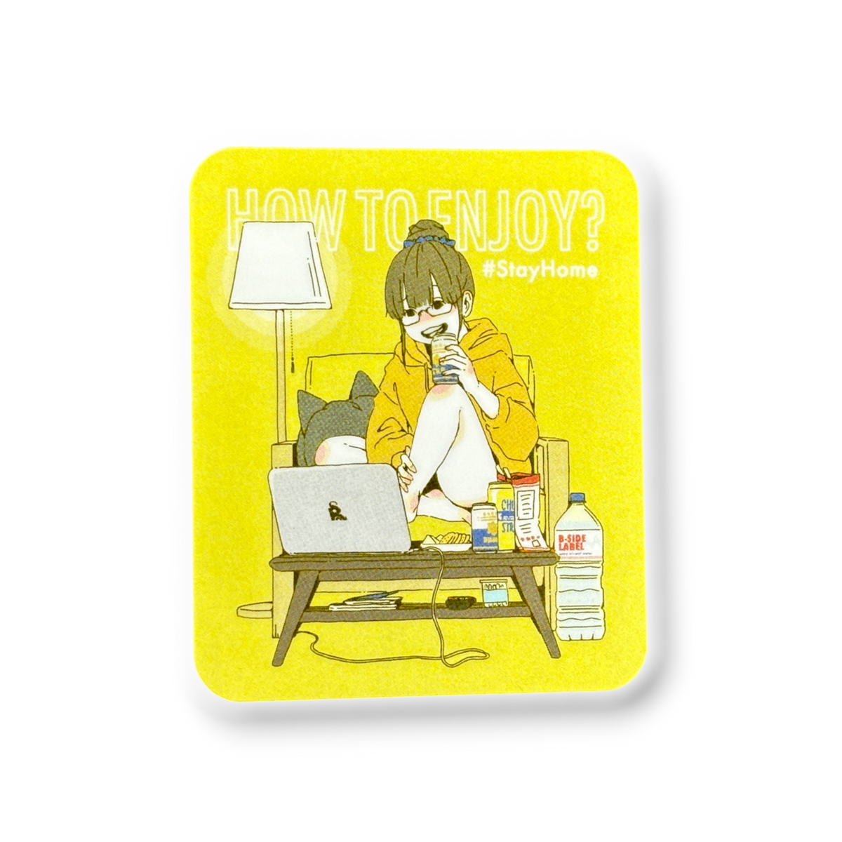 Stay Home Drink Girl ✦ B-Side Label Sticker — visually confirmed original from the sticker folder