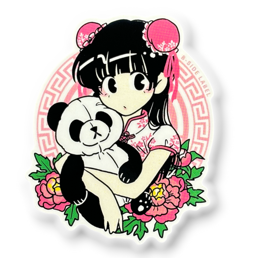 Cute Girl with Panda ✦ B-Side Label Sticker