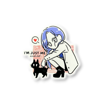Cute Girl & Cat - Love ✦ B-Side Label Sticker — visually confirmed original from the sticker folder