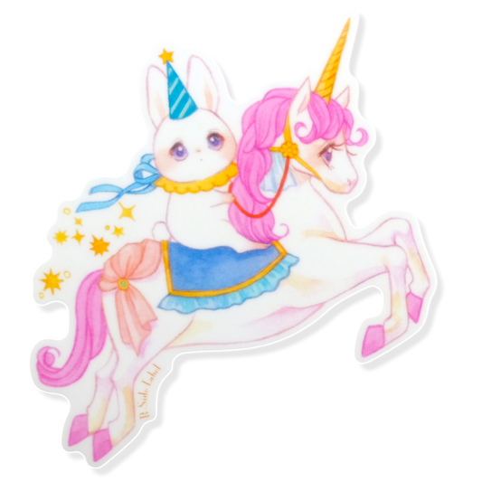 Unicornio y Conejo Soñadores ✦ Pegatina B-Side Label