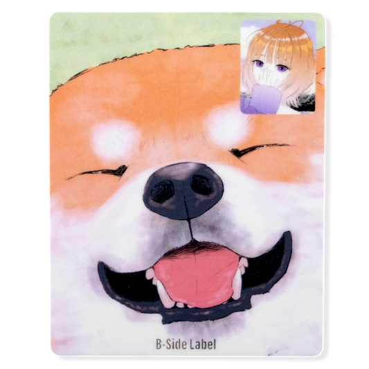 Shiba Inu & Mädchen Face-Time ✦ B-Side Label Aufkleber