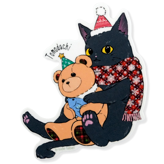 Katze & Teddy Winterumarmung ✦ B-Side Label Sticker