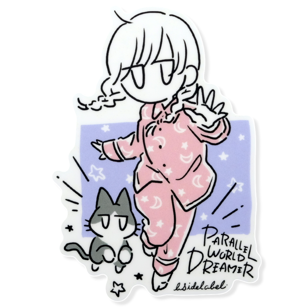 Pajama Girl & Cat ✦ B-Side Label Sticker