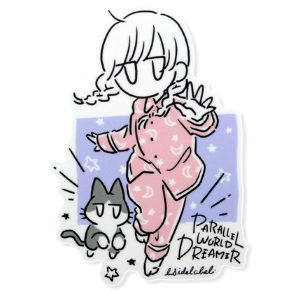 Pajama Girl & Cat ✦ B-Side Label Sticker