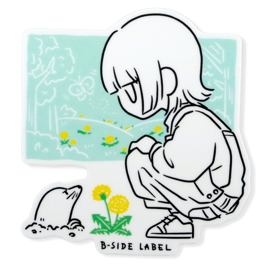 Niña, lunar y diente de león ✦ Etiqueta de la marca B-Side