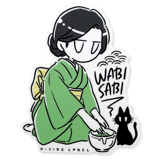 Kimono, Kätzchen & Matcha Tee ✦ B-Side Label Sticker