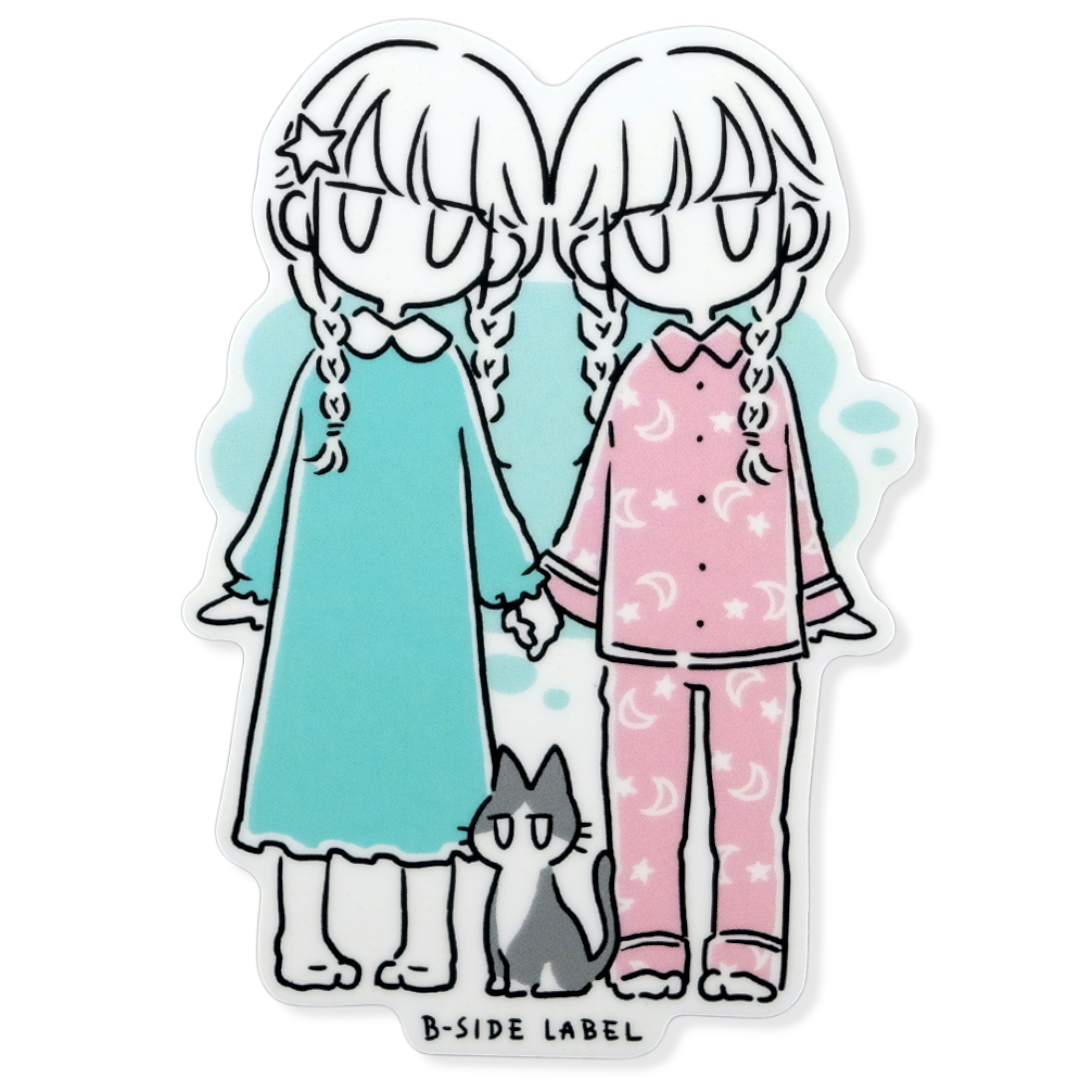 Pigtails, Pajamas & Cat ✦ B-Side Label Sticker