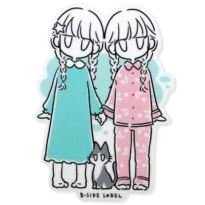Pigtails, Pajamas & Cat ✦ B-Side Label Sticker