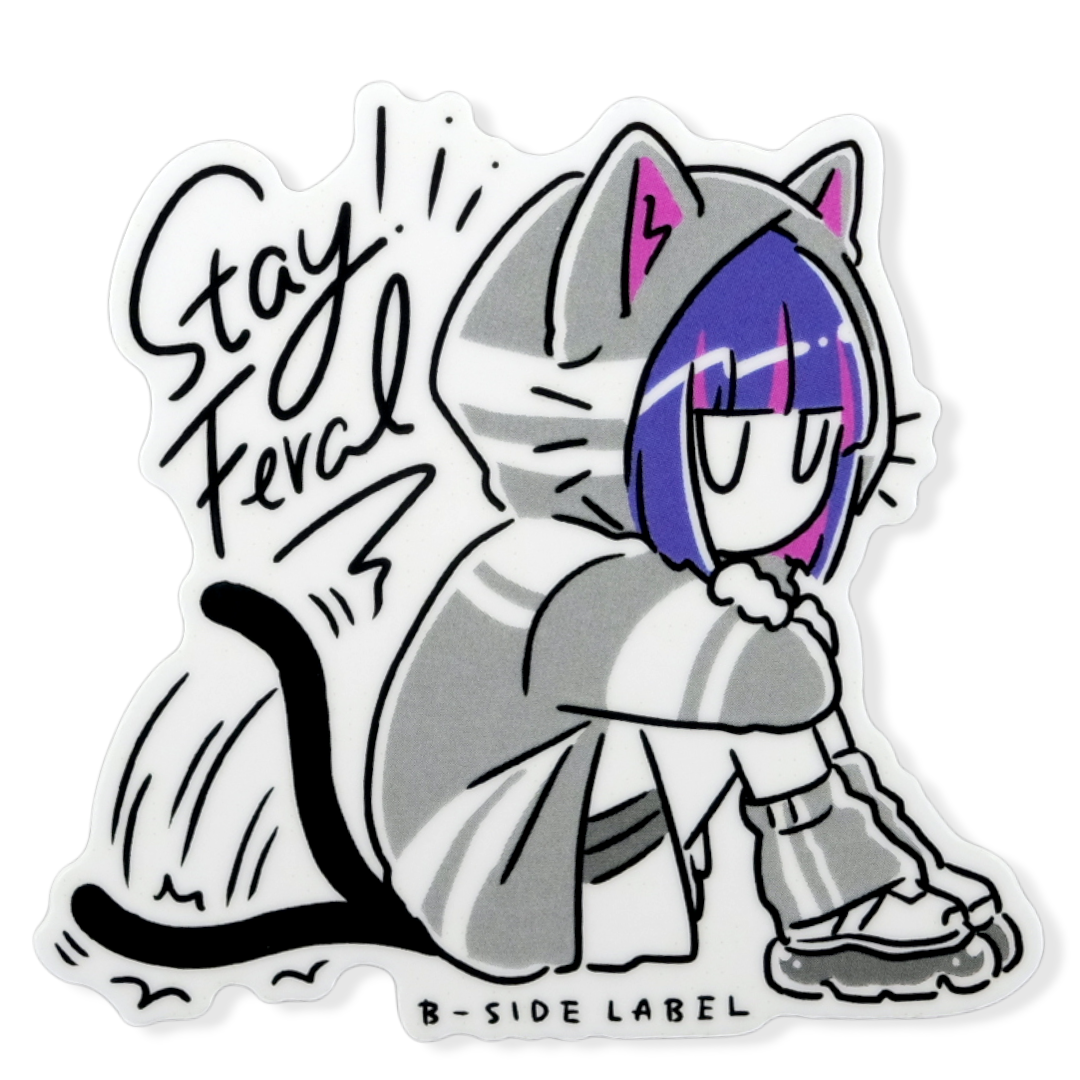 Chica Peluda con Sudadera Morada de Pelo ✦ Pegatina B-Side Label