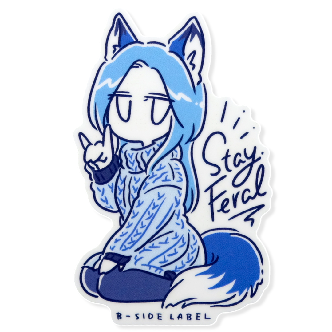 Chica Furry Zorra Pelo Azul ✦ Pegatina B-Side Label
