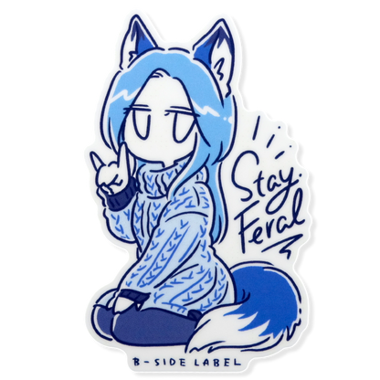 Chica Furry Zorra Pelo Azul ✦ Pegatina B-Side Label