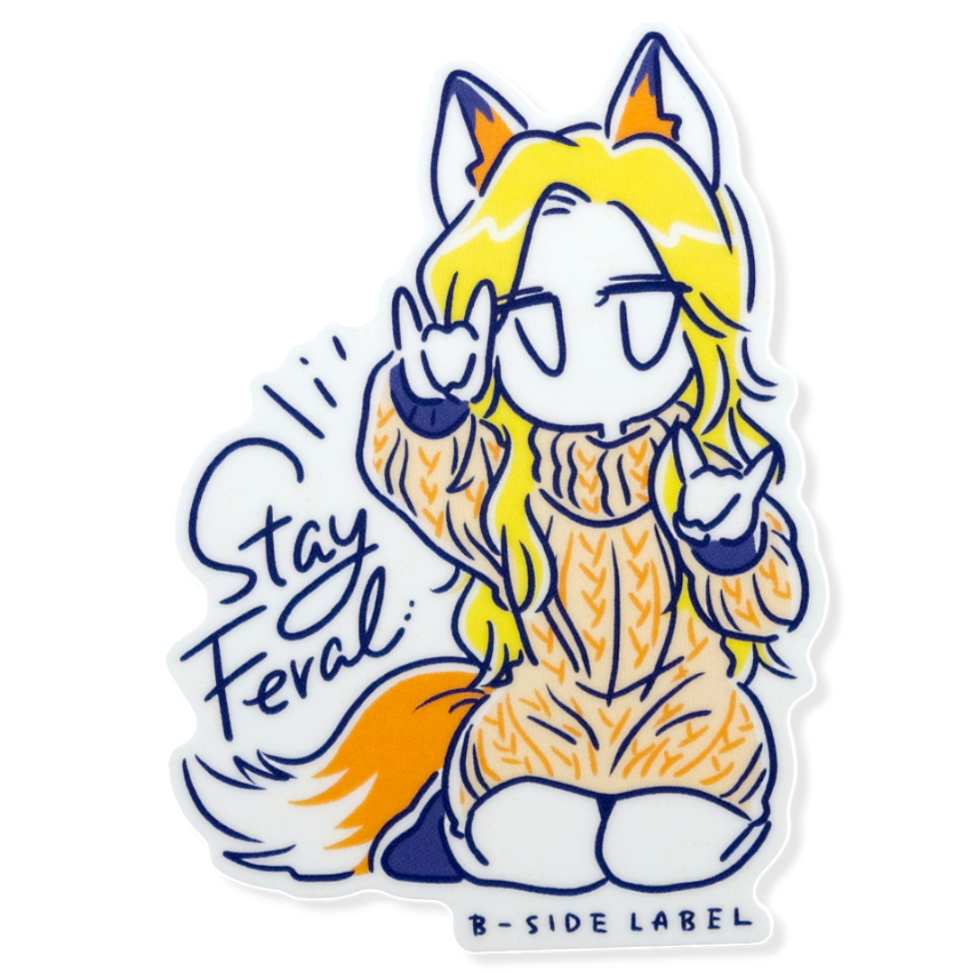 Gelbhaar Fuchs Furry Girl ✦ B-Seite Label Aufkleber