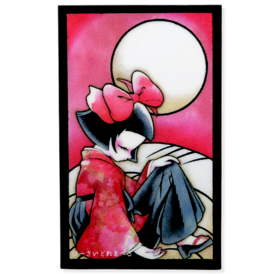 Sleepy Moonlight Kimono Girl ✦ B-Side Label Sticker