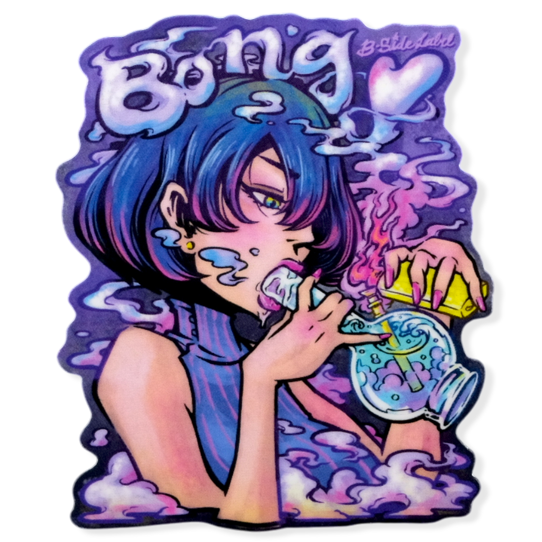 Psychedelisches Bong-Hit Girlie ✦ B-Side Label Sticker