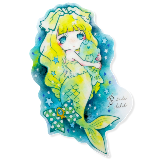 Chica Sirena del Océano Estrellado ✦ Pegatina B-Side Label