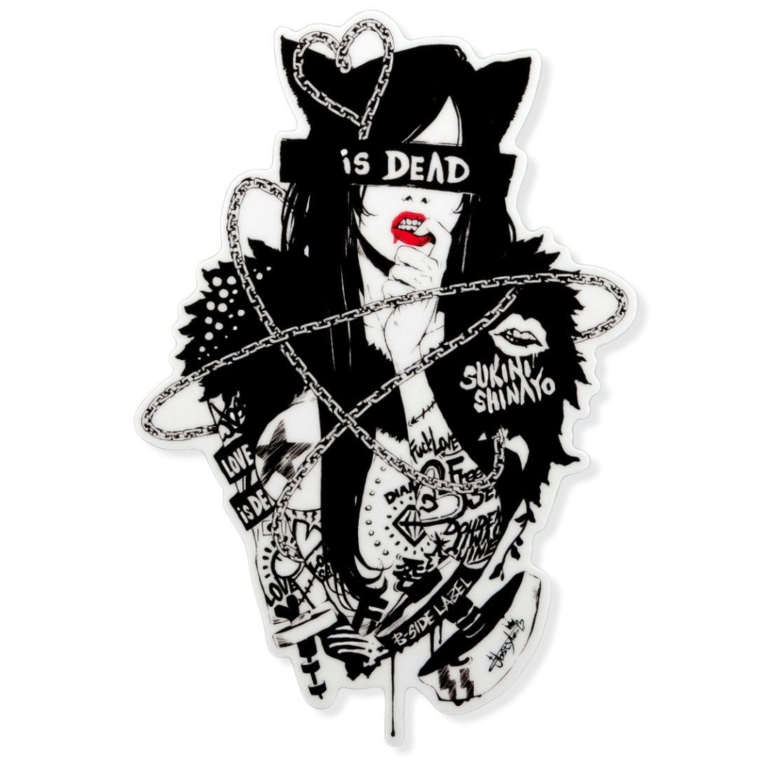 Love Is Dead Cat Girlie ✦ B-Side Label Sticker