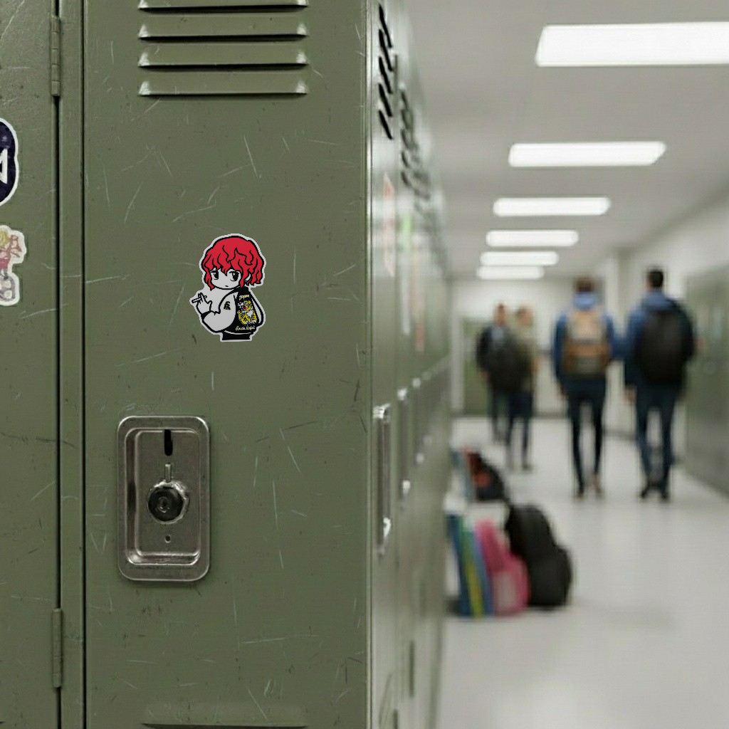 Red Hair & Tiger Jacket Girlie ✦ B-Side Label Sticker