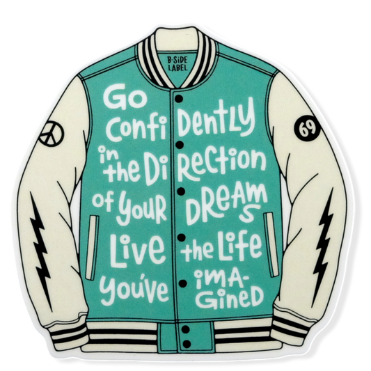 Chaqueta universitaria inspiradora ✦ Pegatina con la etiqueta B-Side