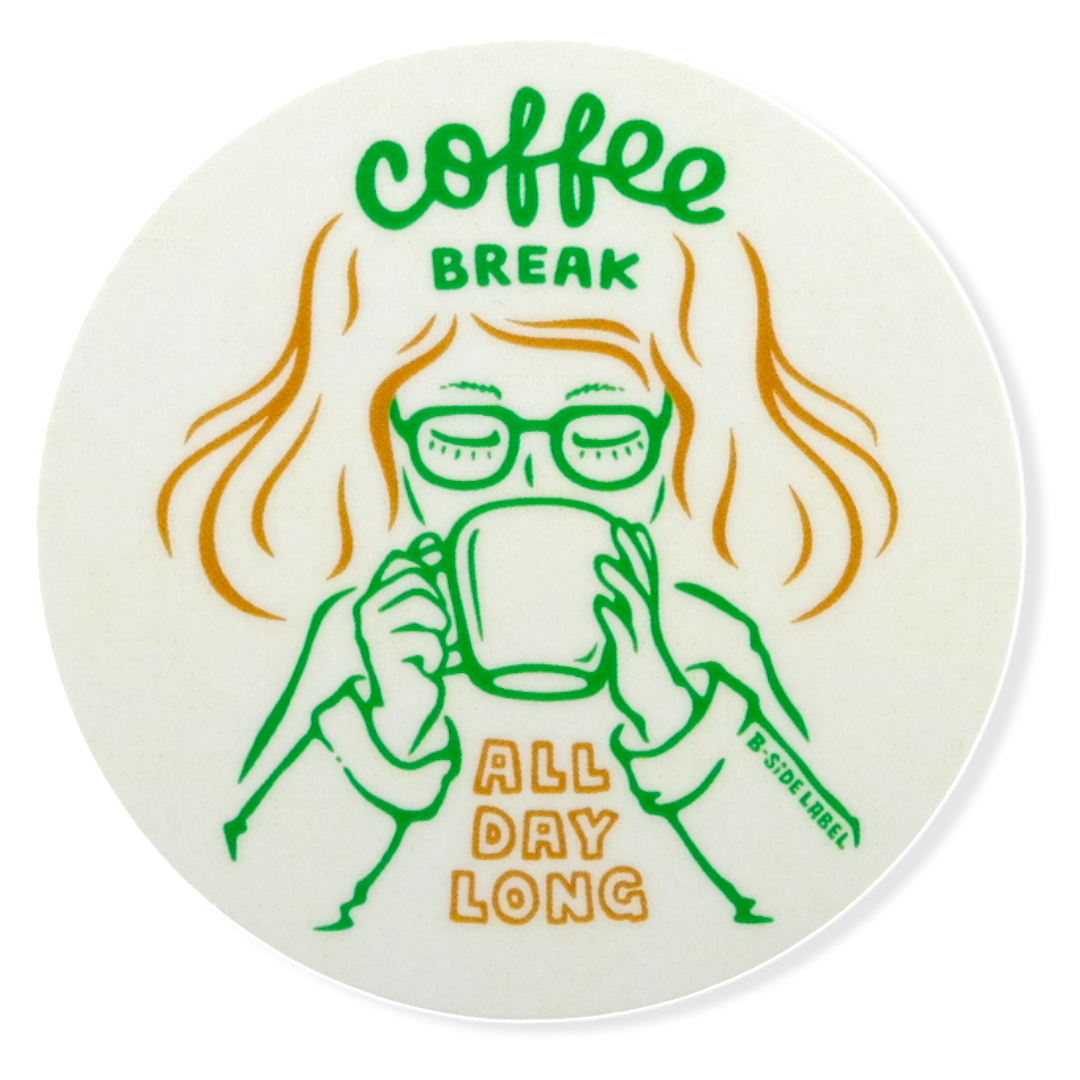 Serene Coffee Break Moment ✦ B-Side Label Sticker
