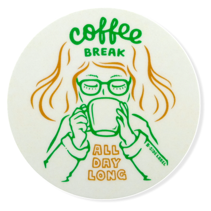 Serene Coffee Break Moment ✦ B-Side Label Sticker