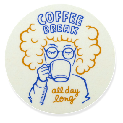 Serene Coffee Break Moment ✦ B-Side Label Sticker