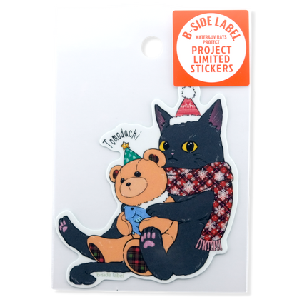Gato y Teddy Abrazo Invernal ✦ Pegatina B-Side Label