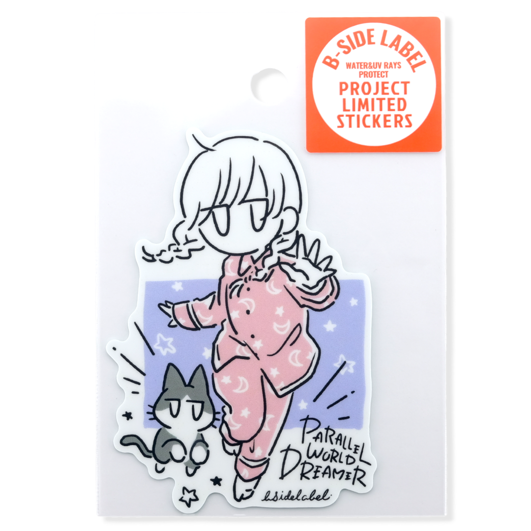 Pajama Girl & Cat ✦ B-Side Label Sticker