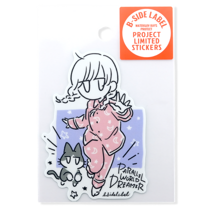 Pajama Girl & Cat ✦ B-Side Label Sticker