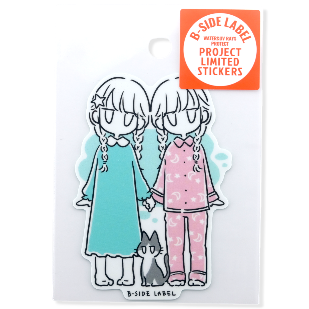 Pigtails, Pajamas & Cat ✦ B-Side Label Sticker
