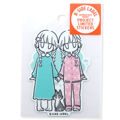Pigtails, Pajamas & Cat ✦ B-Side Label Sticker